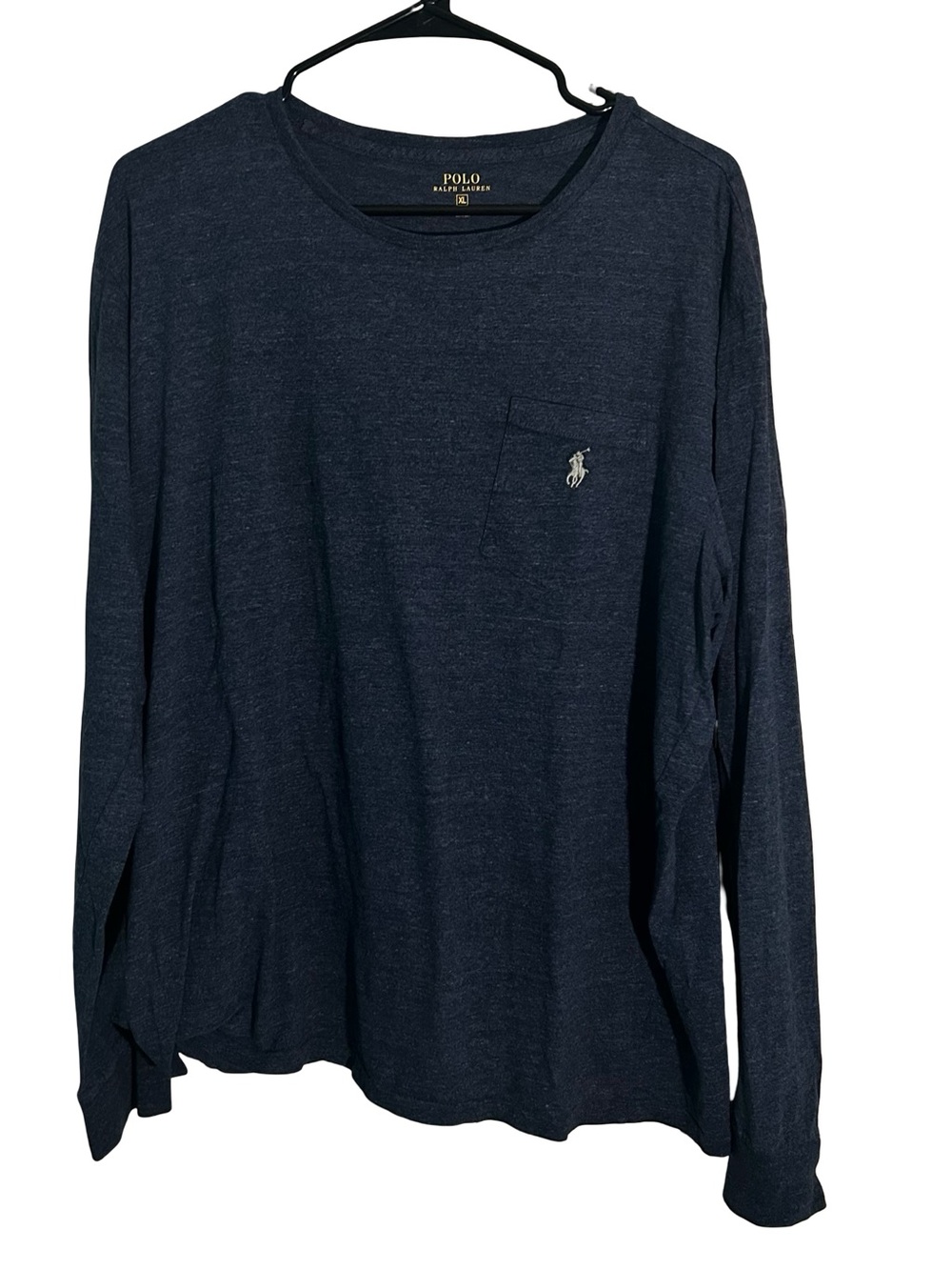Polo by Ralph Lauren Men's Long-Sleeve Navy Pocket Tee with Pony Logo